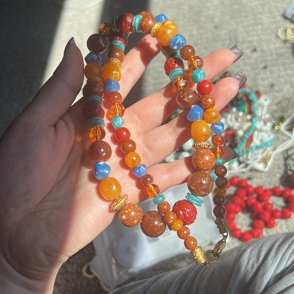Multi Colored Stone Bead Necklace - image 3